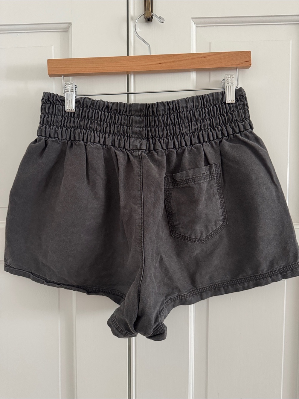 aerie Charcoal Smocked-Waist Athletic Shorts - Picture 3 of 7
